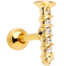 Load image into Gallery viewer, 16G 1/4 Clear Gem Gold Tone Screw Cartilage Tragus Earring
