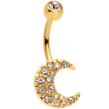 Load image into Gallery viewer, Clear Gem Gold Tone Magnificent Mystical Crescent Moon Belly Ring
