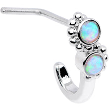 Load image into Gallery viewer, 20G White Faux Opal Swirl Faux Hoop L Shaped Nose Ring
