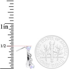 Load image into Gallery viewer, 20G 3/16 White Synthetic Opal Dangle Faux Hoop L Shape Nose Ring
