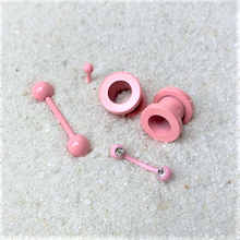 Load image into Gallery viewer, 3/8 Clear Gem Pink Acrylic Over Steel Curved Eyebrow Piercing
