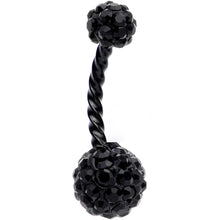 Load image into Gallery viewer, Clear Gem Black Thoroughly Twisted Belly Ring Set of 4
