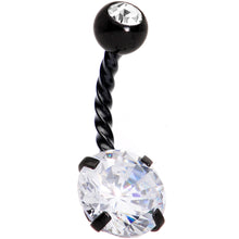 Load image into Gallery viewer, Clear Gem Black Thoroughly Twisted Belly Ring Set of 4
