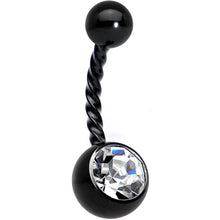 Load image into Gallery viewer, Clear Gem Black Thoroughly Twisted Belly Ring Set of 4
