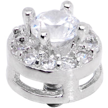 Load image into Gallery viewer, 14G Clear CZ Gem Two Tier Externally Threaded Dermal Anchor Top
