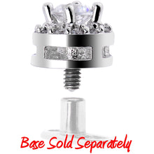 Load image into Gallery viewer, 14G Clear CZ Gem Two Tier Externally Threaded Dermal Anchor Top
