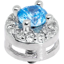 Load image into Gallery viewer, 14G Light Blue CZ Two Tier Externally Threaded Dermal Anchor Top
