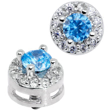 Load image into Gallery viewer, 14G Light Blue CZ Two Tier Externally Threaded Dermal Anchor Top
