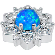 Load image into Gallery viewer, 14G Blue Faux Opal Floral Glam Dermal Anchor Top
