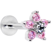 Load image into Gallery viewer, 16G 5/16 Clear Pink CZ Gem Star Internally Threaded Labret Tragus
