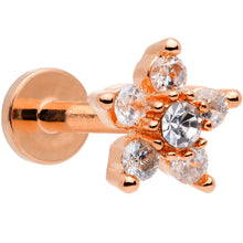 Load image into Gallery viewer, 16G 5/16 Clear CZ Star Rose Gold Tone Internally Threaded Labret
