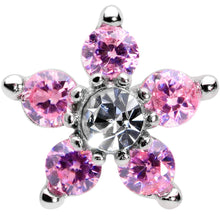 Load image into Gallery viewer, 16G 1/4 Clear Pink CZ Gem Star Internally Threaded Labret Tragus
