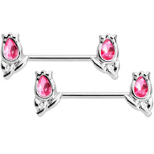 Load image into Gallery viewer, 14G 7/16 1/2 Pink Gem Flowers BCR Barbell Nipple Ring Set of 4
