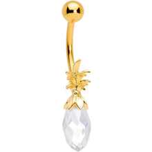 Load image into Gallery viewer, Clear Gem Gold Tone Pineapple Belly Ring Set of 4  Bonus Pack
