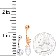 Load image into Gallery viewer, Clear Gem Rose Gold Tone Pineapple Belly Ring Set of 4  Bonus Pack
