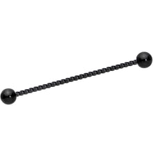 Load image into Gallery viewer, 14G Tropic Blue Flower Black Twisted Industrial Barbell Set 38mm
