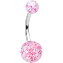 Load image into Gallery viewer, Aurora Gem Gold Tone Angel Wings Pink Confetti Belly Ring Set of 3
