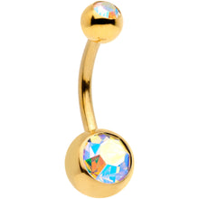 Load image into Gallery viewer, Aurora Gem Gold Tone Angel Wings Pink Confetti Belly Ring Set of 3
