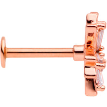 Load image into Gallery viewer, 16G 5/16 Clear CZ Gem Rose Gold Tone Flower Labret Monroe Tragus
