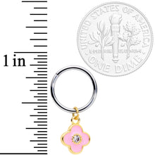 Load image into Gallery viewer, 16G 3/8 Clear CZ Pink Flower Dangle Hinged Segment Ring
