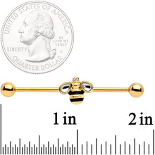 Load image into Gallery viewer, 14G Clear Gem Gold Tone Bumblebee Bling Industrial Barbell 38mm

