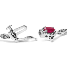 Load image into Gallery viewer, 10K White Gold 4.5mm x 3mm Oval Ruby and Diamond Link Bracelet (H-I Color, SI1-SI2 Clarity)  - Size 7"
