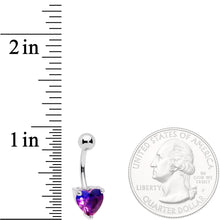 Load image into Gallery viewer, Purple Blue Gem Faceted Valentines Day Heart Belly Ring
