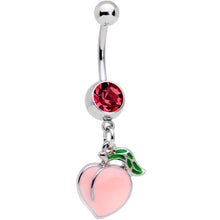 Load image into Gallery viewer, Pink Gem Sweet Sweet Pink Peach Dangle Belly Ring
