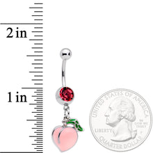 Load image into Gallery viewer, Pink Gem Sweet Sweet Pink Peach Dangle Belly Ring
