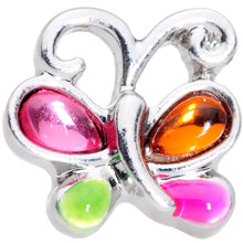 Load image into Gallery viewer, 16G 1/4 Pink Orange Gem Butterfly Cartilage Tragus Earring
