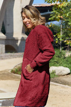 Load image into Gallery viewer, Red Double Take Full Size Hooded Teddy Bear Jacket with Thumbholes Ultra-Cozy &amp; Stylish Comfortable Outerwear
