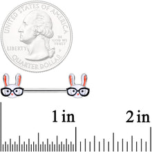 Load image into Gallery viewer, 14G 5/8 Nerdy Easter Bunny Barbell Nipple Ring Set
