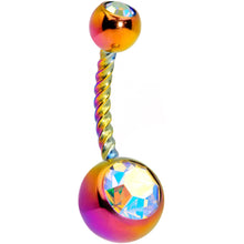 Load image into Gallery viewer, Aurora Gem Rainbow Totally Twisted Belly Ring Set of 2
