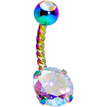 Load image into Gallery viewer, Aurora Gem Rainbow Totally Twisted Belly Ring Set of 2
