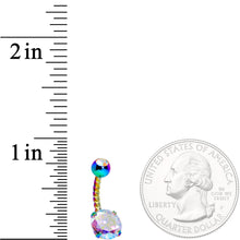Load image into Gallery viewer, Aurora Gem Rainbow Totally Twisted Belly Ring Set of 2

