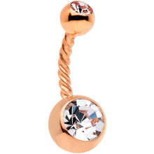 Load image into Gallery viewer, Clear Gem Rose Gold Tone Totally Twisted Belly Ring Set of 2
