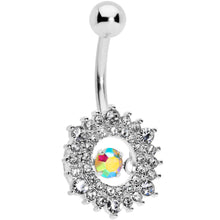 Load image into Gallery viewer, Clear Aurora Dangle Gem Sunburst Belly Ring
