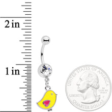 Load image into Gallery viewer, Clear Gem Yellow Easter Chick Dangle Belly Ring
