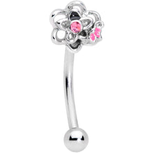 Load image into Gallery viewer, 16G 3/8 Pink Gem Petite Butterfly Floral Curved Eyebrow Ring
