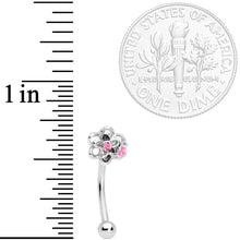 Load image into Gallery viewer, 16G 3/8 Pink Gem Petite Butterfly Floral Curved Eyebrow Ring
