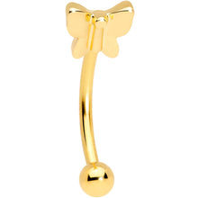 Load image into Gallery viewer, 16G 3/8 Gold Tone Stylized Butterfly Curved Eyebrow Ring
