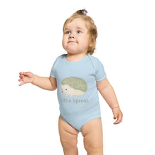 Load image into Gallery viewer, Hedgehog Short Sleeve Baby Bodysuit 'Little Sprout' Organic Cotton Gift for New Parents
