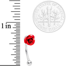 Load image into Gallery viewer, 16G 3/8 Romantic Red Rose Flower Curved Eyebrow Ring

