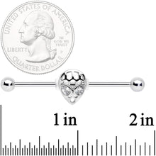 Load image into Gallery viewer, 14G Clear CZ Gem Openwork Alien Industrial Barbell 38mm
