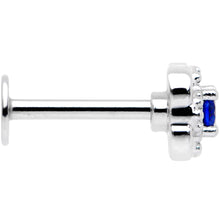 Load image into Gallery viewer, 16G 5/16 Blue CZ Gem Square Cross Labret Monroe Tragus

