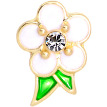 Load image into Gallery viewer, 16G 1/4 Clear Gem Gold Tone White Flower Cartilage Earring
