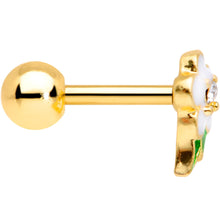 Load image into Gallery viewer, 16G 1/4 Clear Gem Gold Tone White Flower Cartilage Earring
