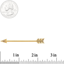 Load image into Gallery viewer, 14G Clear Gem Gold Tone Flying Arrow Industrial Barbell 38mm
