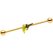 Load image into Gallery viewer, 14G Gold Tone Banana Peel Gun Industrial Barbell 38mm
