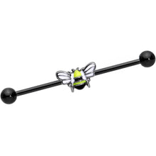 Load image into Gallery viewer, 14G Black Blissful Bumblebee Industrial Barbell 38mm
